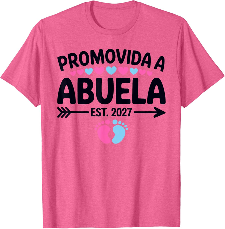 Promovida A Abuela Est 2027 Pregnancy Announcement Grandma T-Shirt - Pink Heather