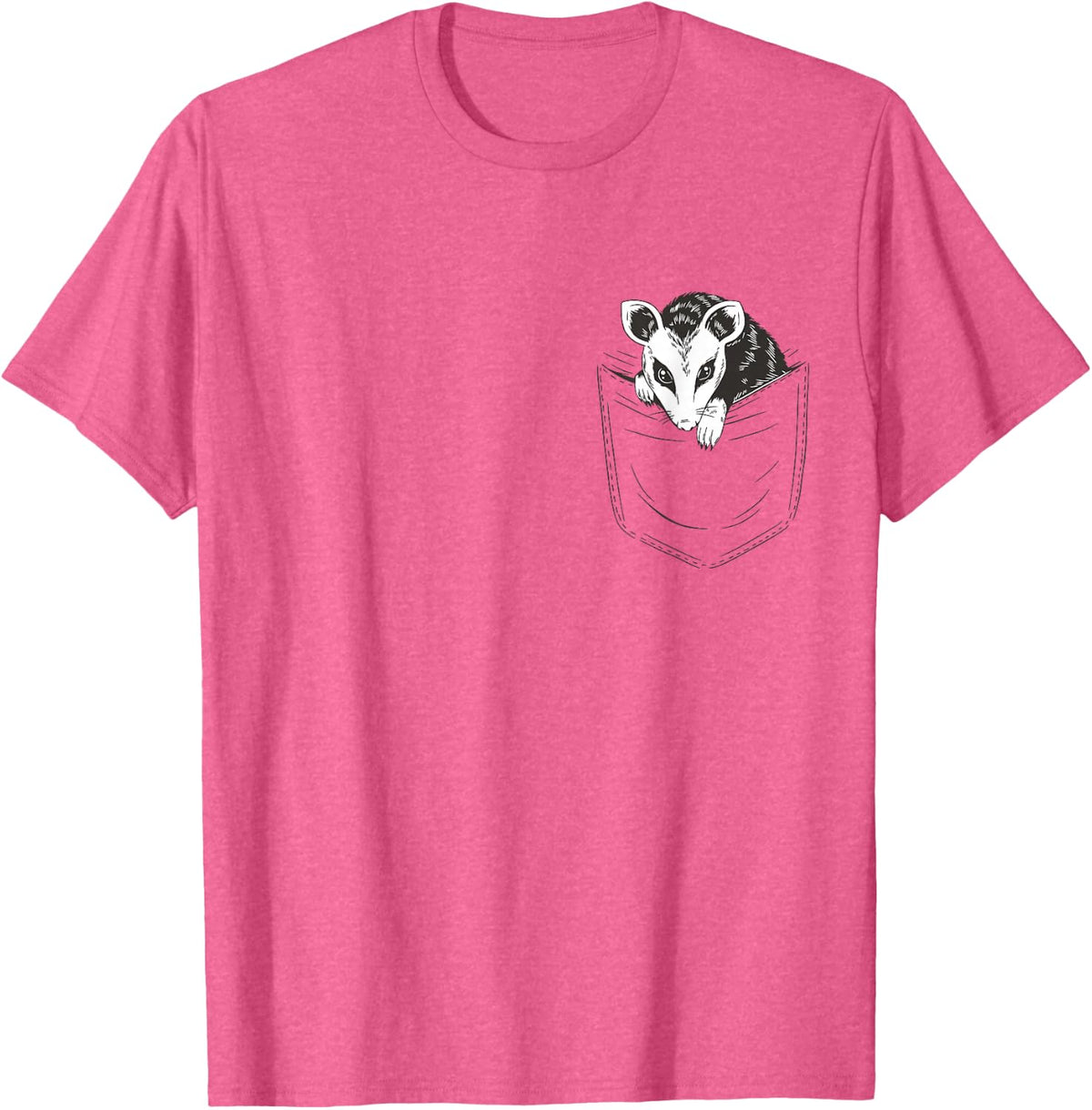 Opossum In Pocket T-Shirt - Pink Heather