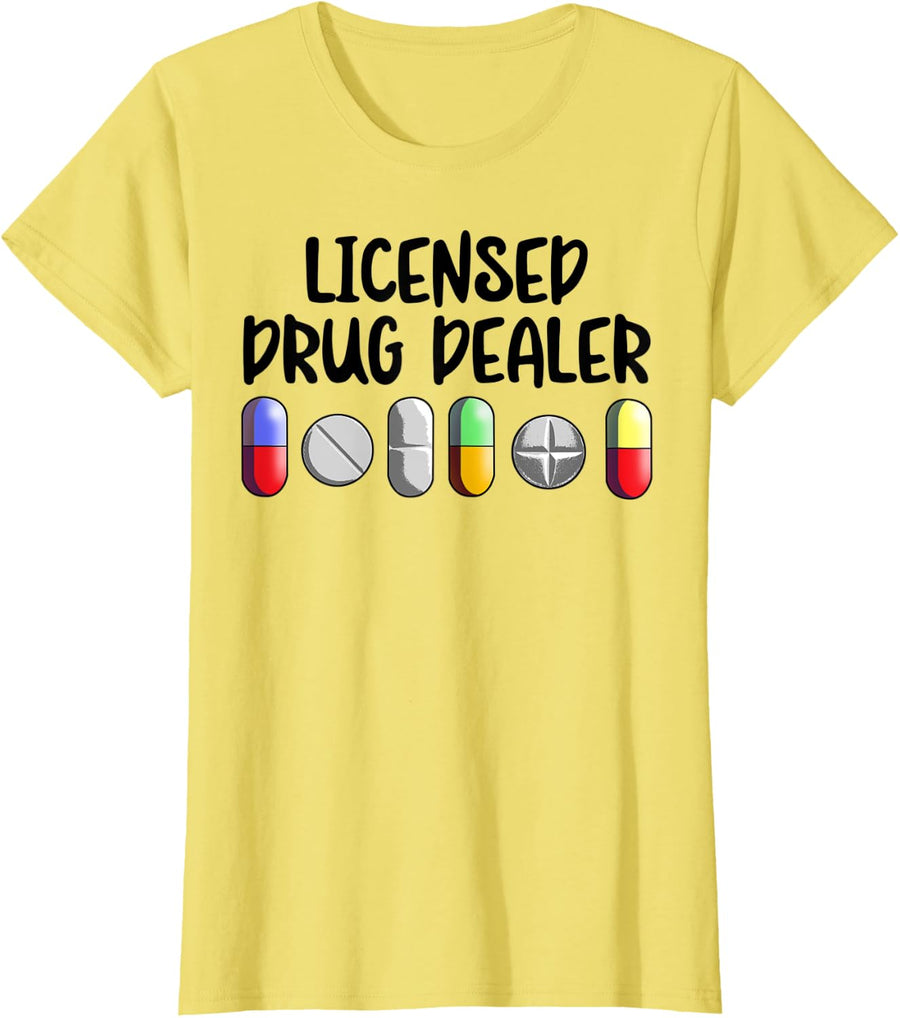 Licensed Drug Dealer Tee Shirt Medicine Love Tees Men T-Shirt - Lemon Yellow
