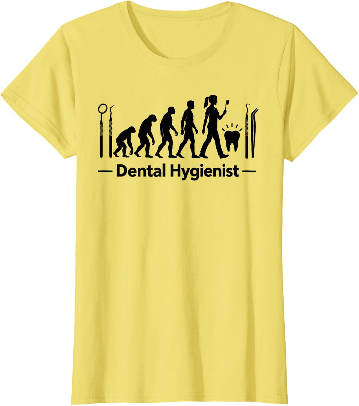 Dental Hygienist Evolution Dentist T-Shirt - Lemon Yellow