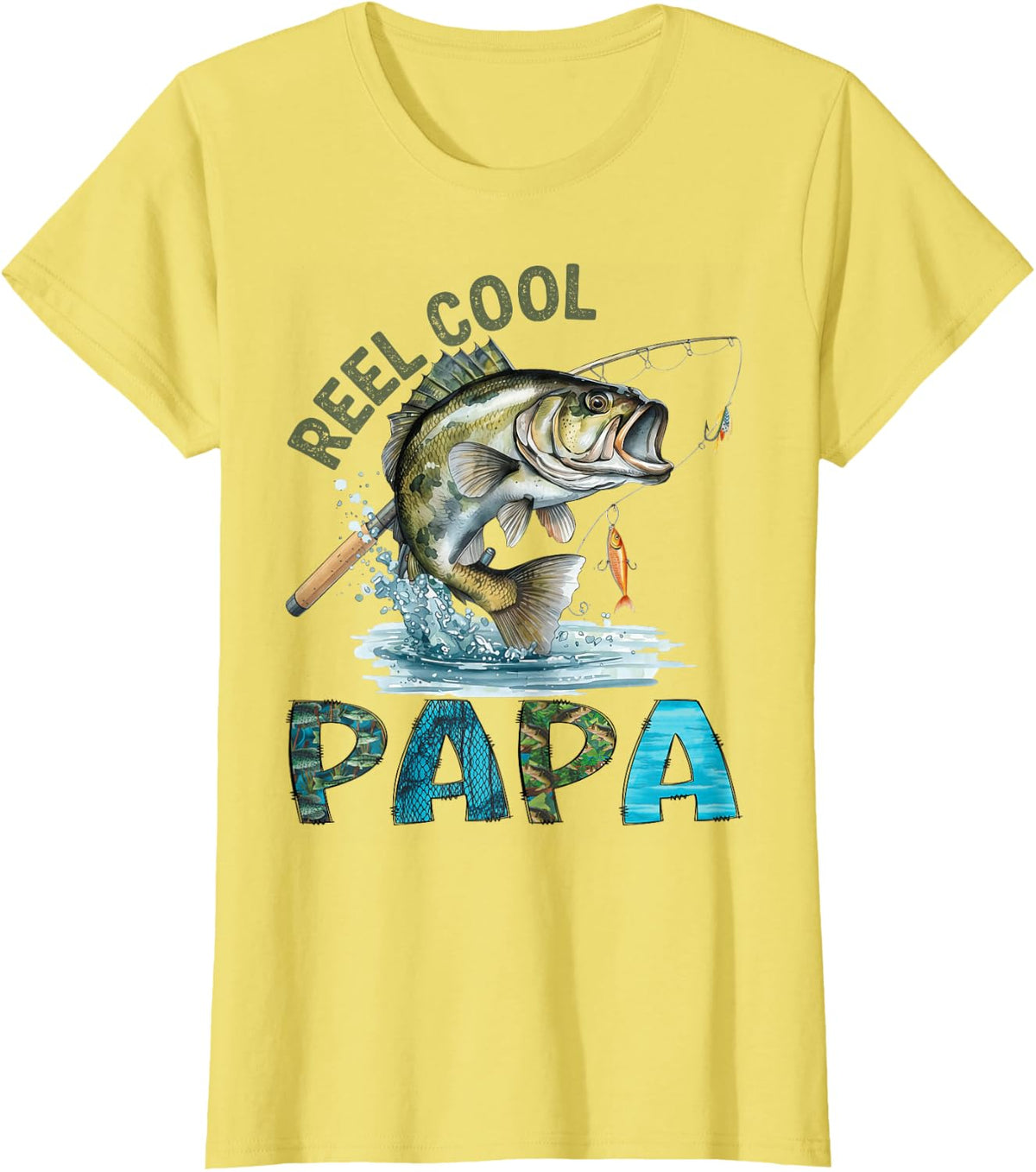 Reel Cool Papa Father's Day Fishing Lovers T-Shirt - Lemon Yellow