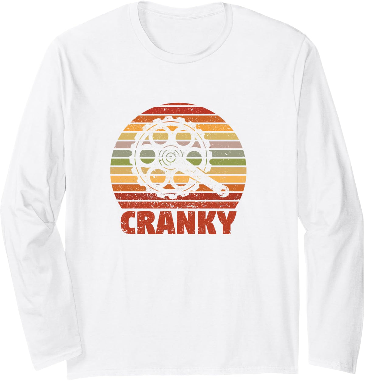 Cranky Funny Bicycle Lover Crank Cycling Biker Mountain Bike Long Sleeve T-Shirt - Adult Unisex White