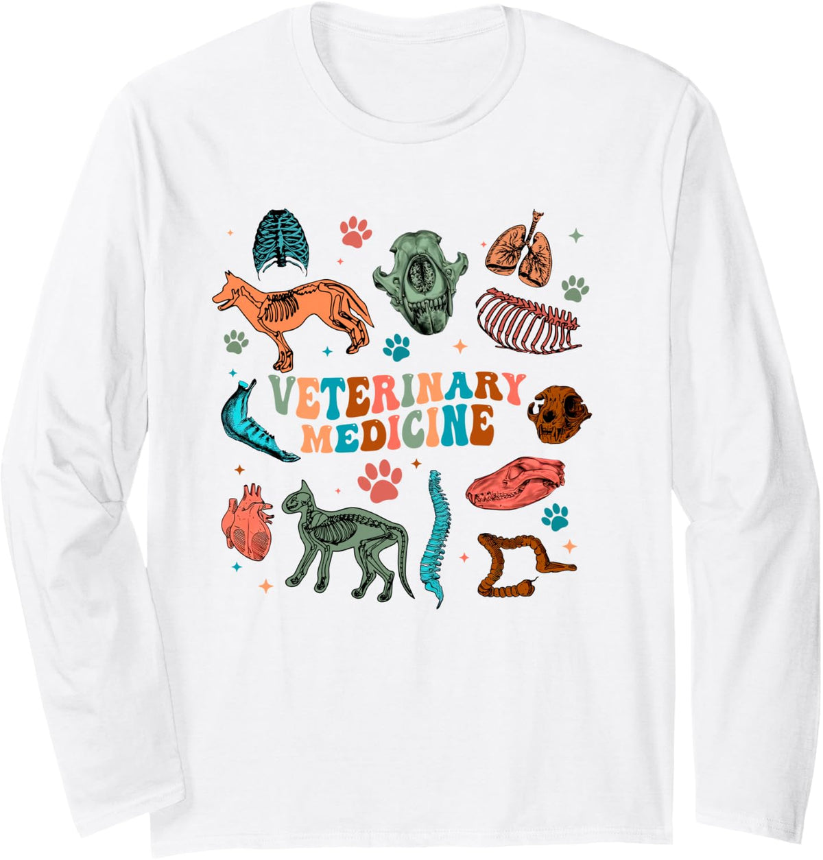 Veterinary Anatomy Veterinary Medicine Student Vet Tech Long Sleeve T-Shirt - Adult Unisex White
