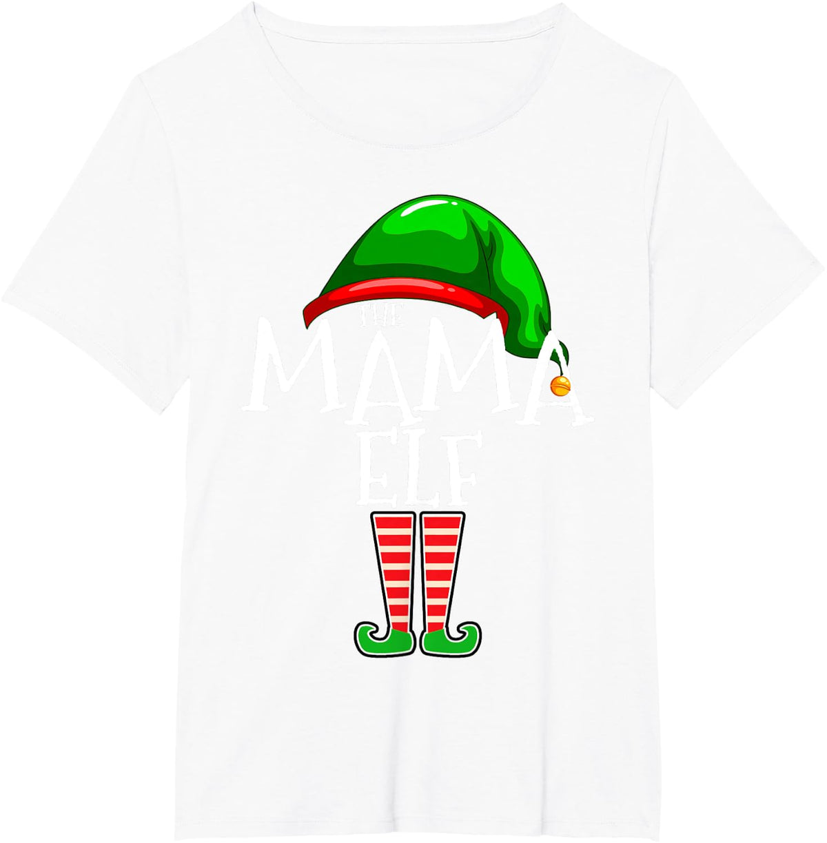 Mama Elf Family Matching Group Christmas Gift Grandma Mom T-Shirt - White
