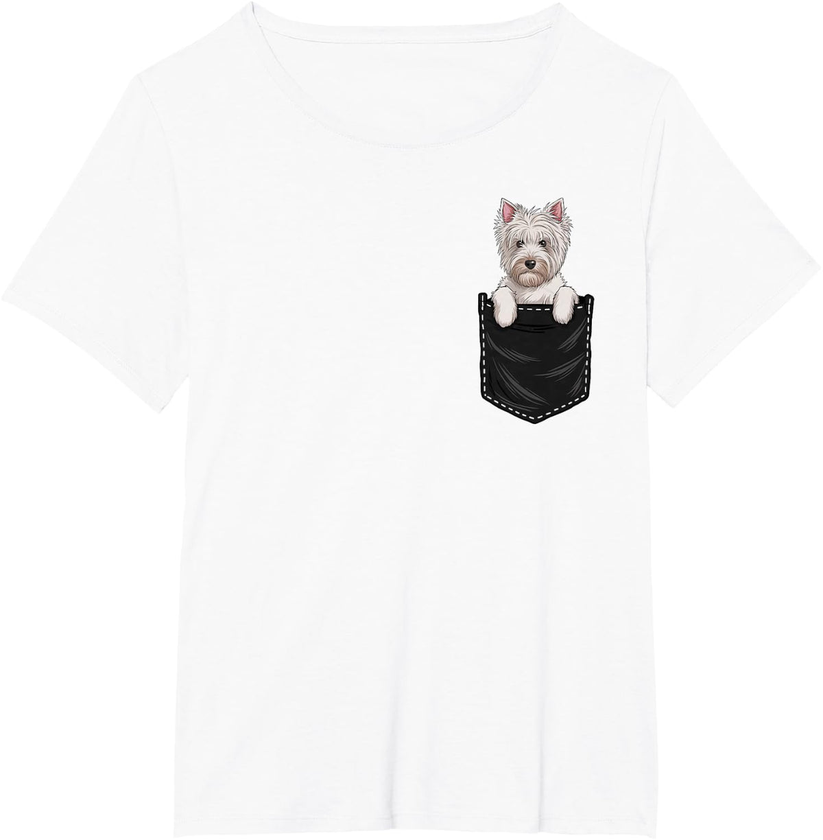 Funny West Highland White Terrier Westie In Pocket Dog Mom Men Women Girls Kids T-Shirt - White