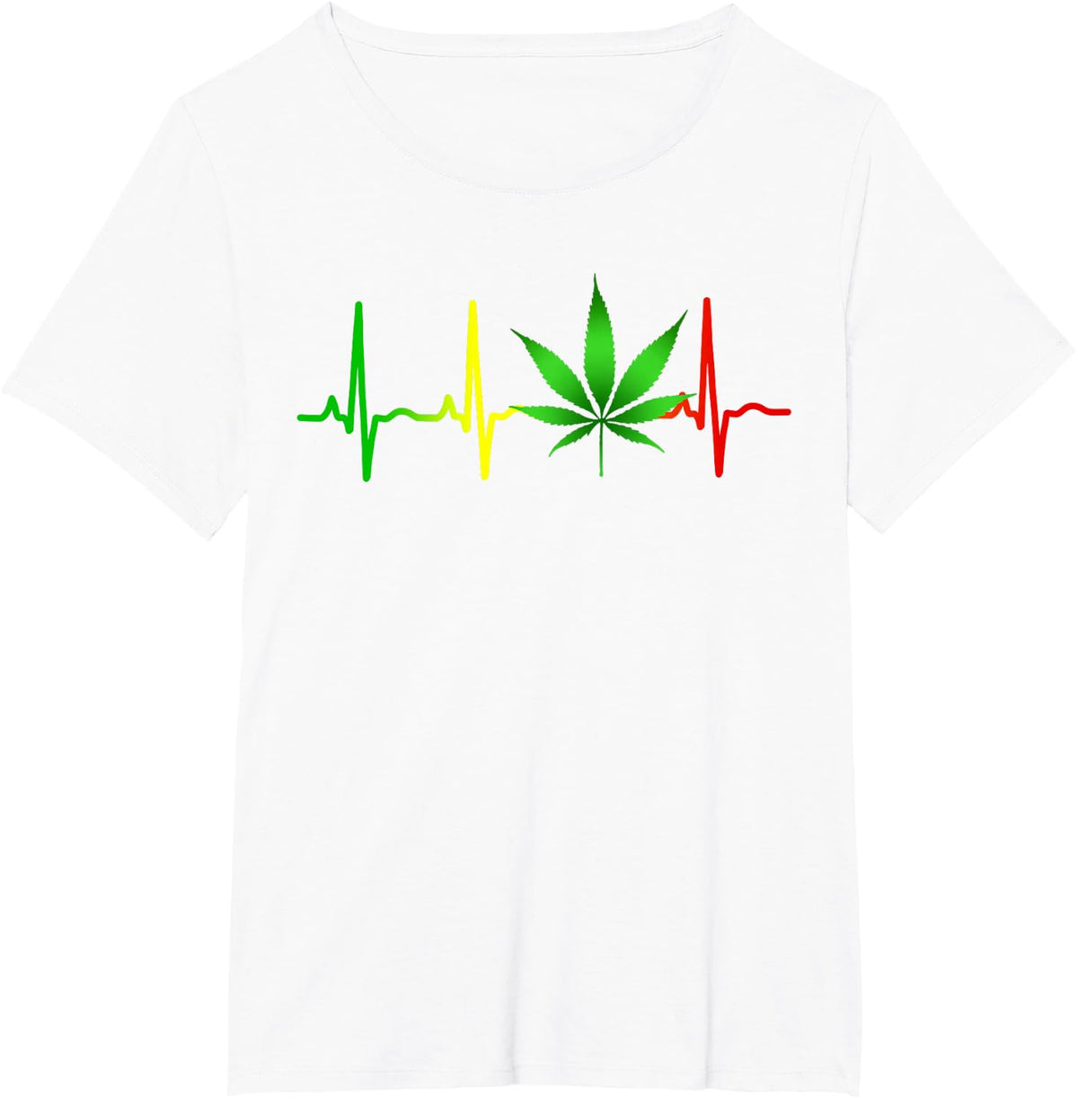 Reggae Music Marijuana Rastafari Weed Heartbeat T-Shirt - White