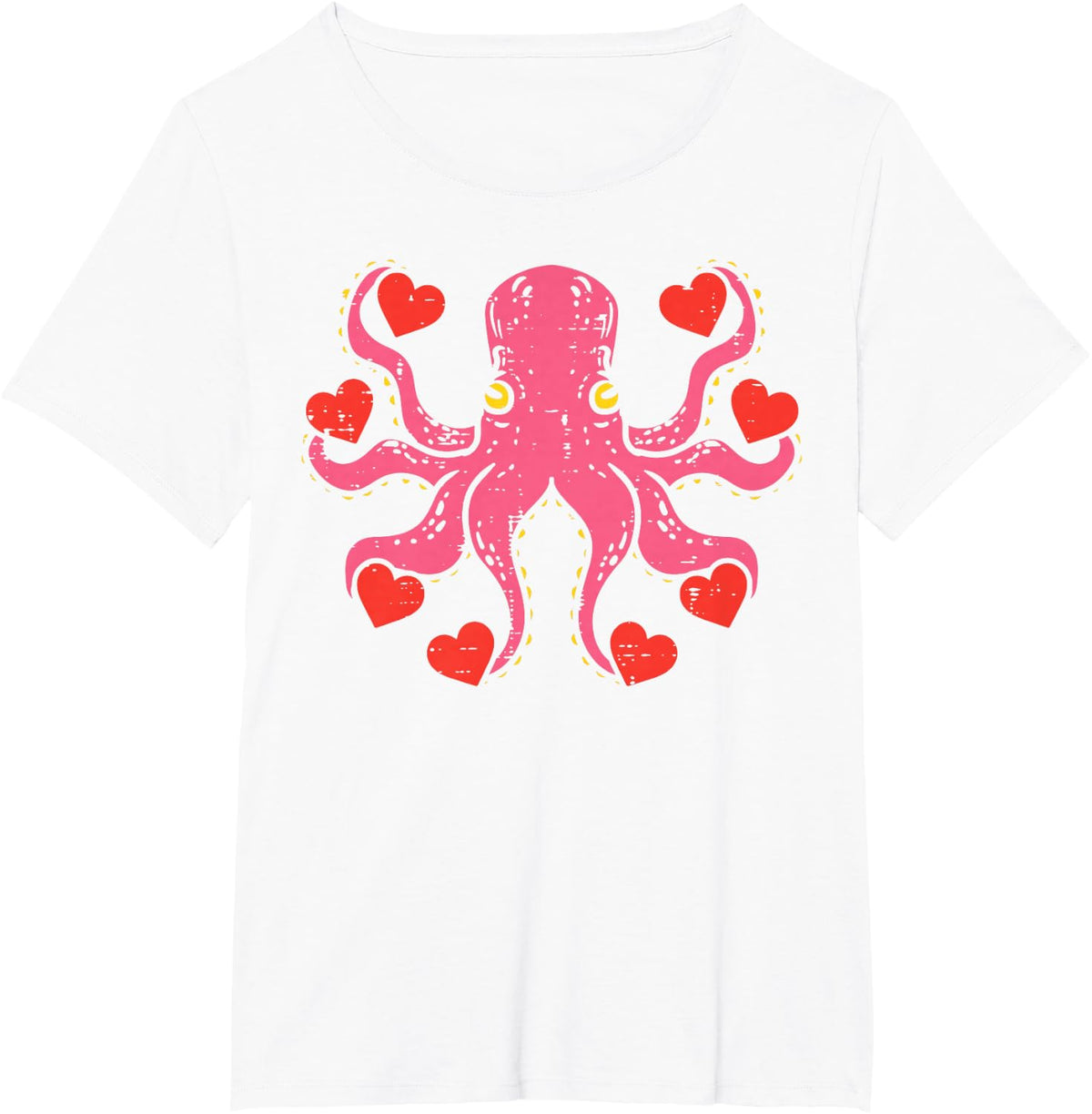 Valentines Day Octopus Hearts Funny Animal Men Women Kids T-Shirt - White