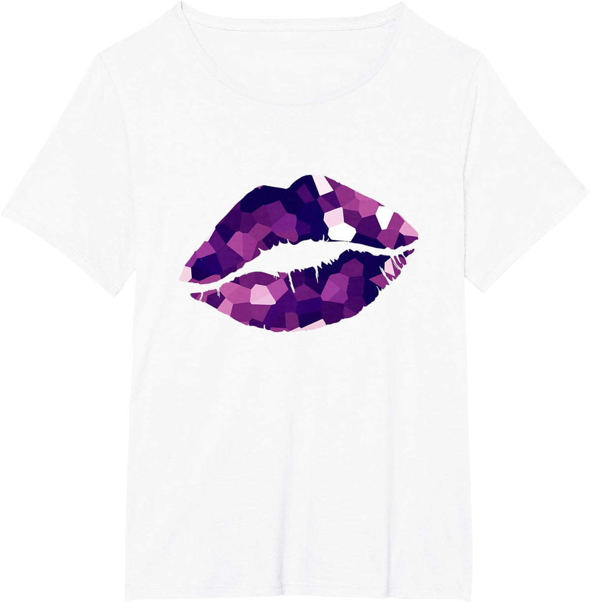 Crystal Purple Kiss Lips Valentine Love Good Vibe T-Shirt - White