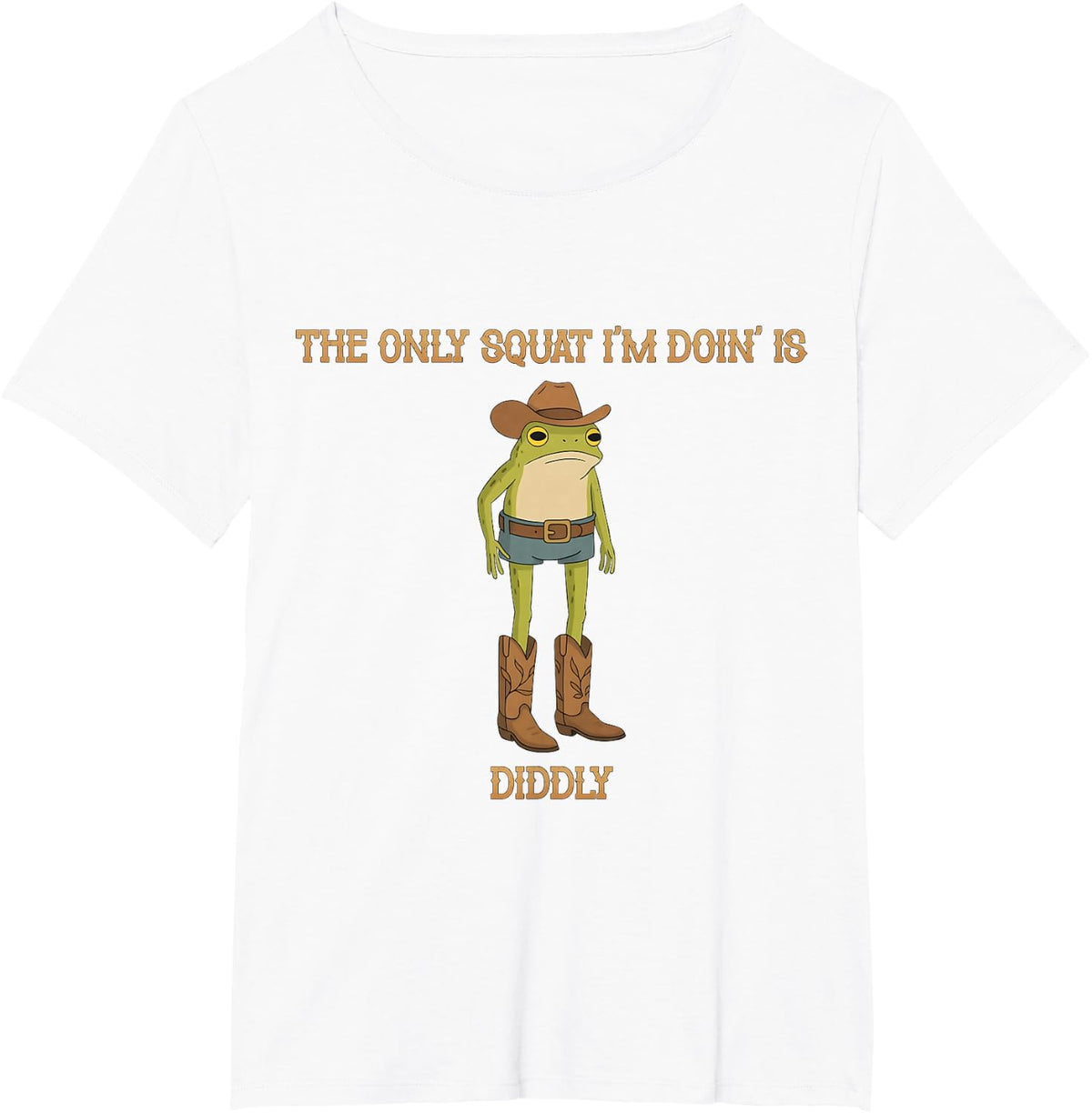 Vintage Funny The Only Squat I'm Doing is Diddly Frog Meme T-Shirt - White
