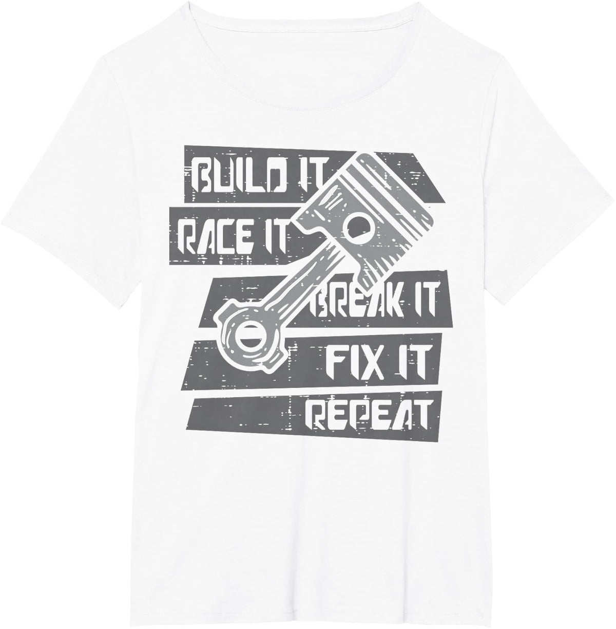 Build Race Break Fix It Repeat Auto Mechanic Men Boys Kids T-Shirt - White