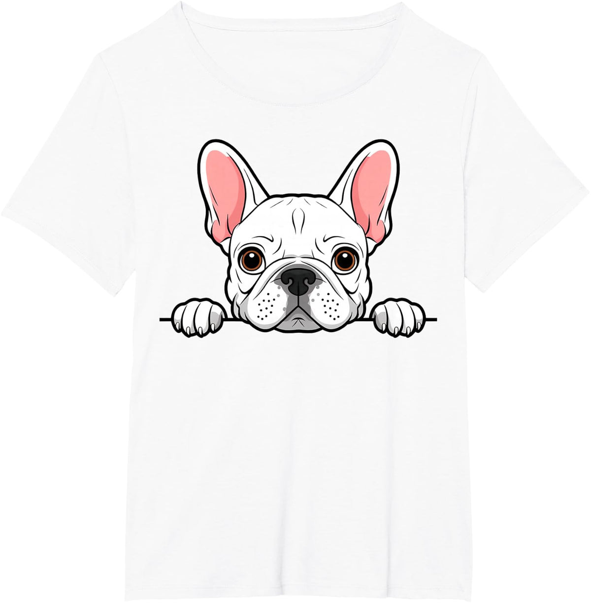 White French Bulldog Funny Peeking Frenchie Puppy T-Shirt - White