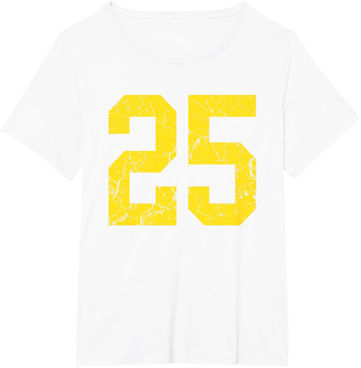 Distressed Bright Gold Number 25 Jersey Player Uniform #25 T-Shirt - White