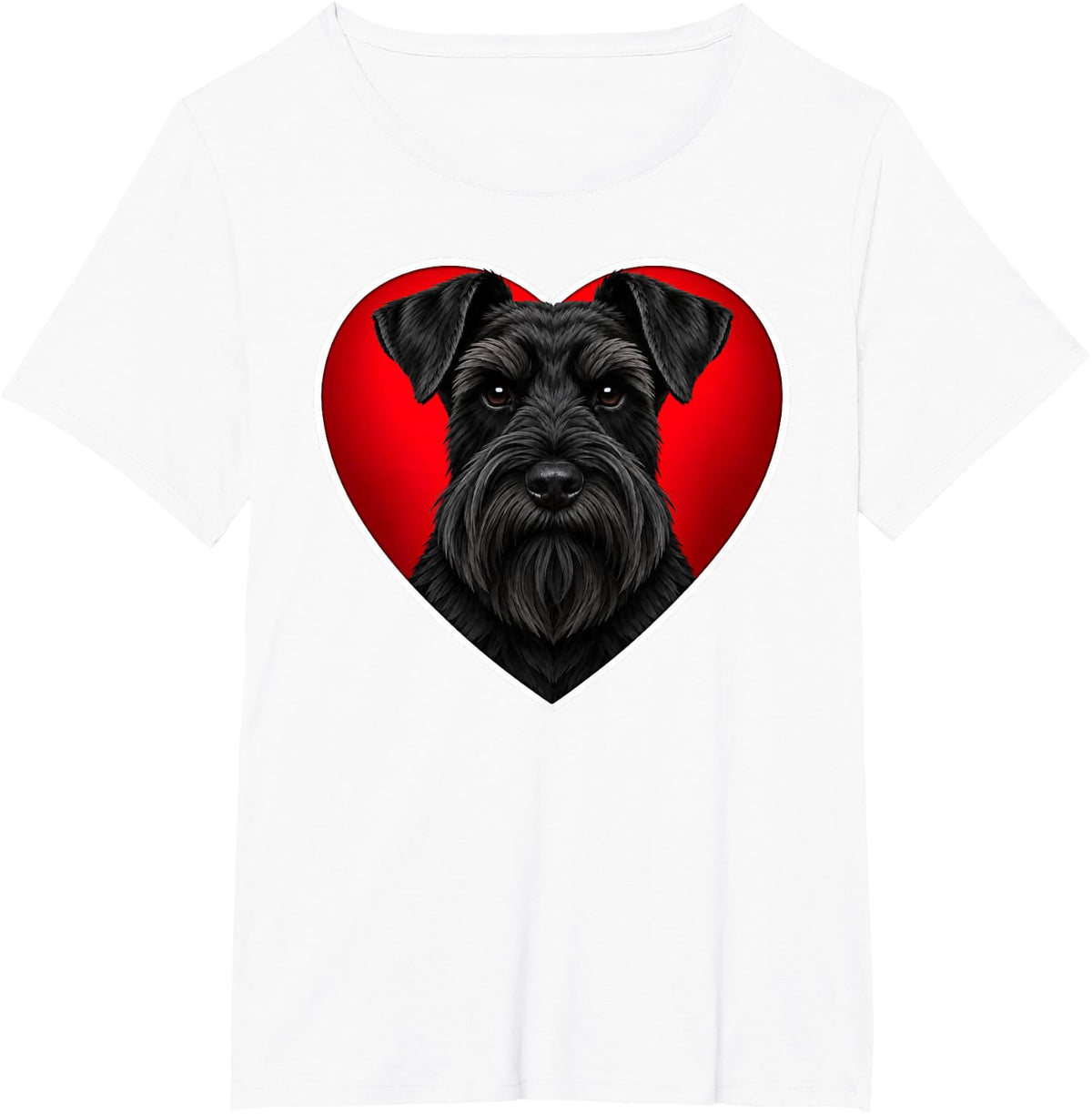 Black Miniature Schnauzer Heart T-Shirt - White