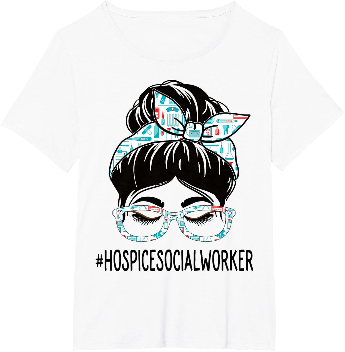 Hospice Social Worker Week Appreciation Day Women Messy Bun T-Shirt - White