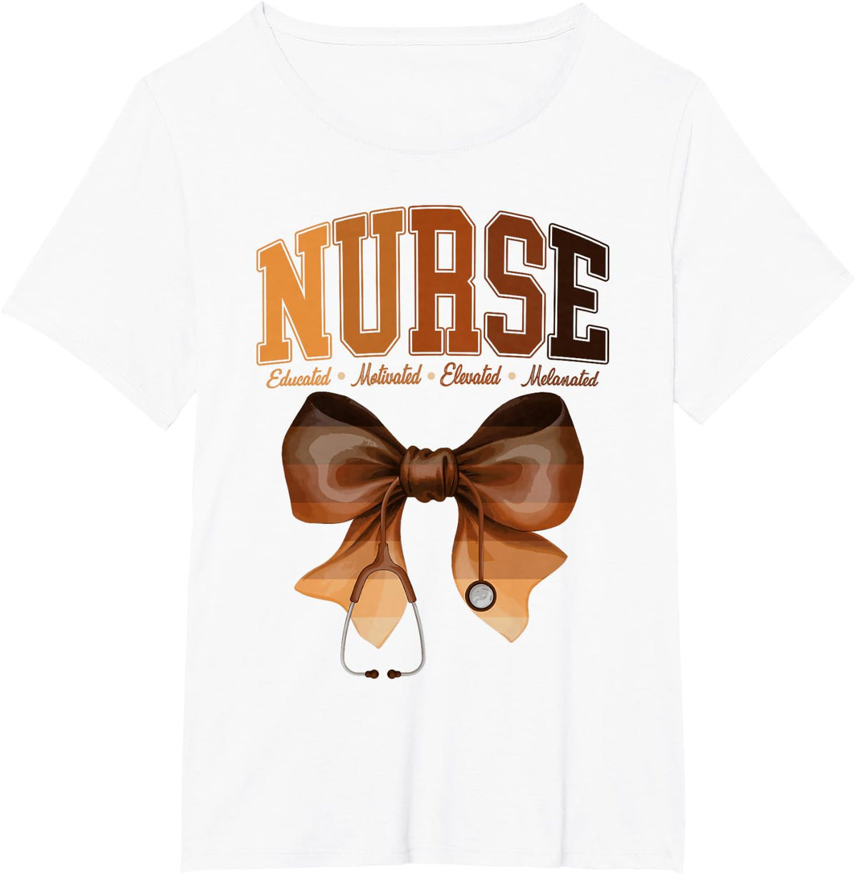 Black History Month Stethoscope Coquette Bow African Nurses Tee T-Shirt for Women - White