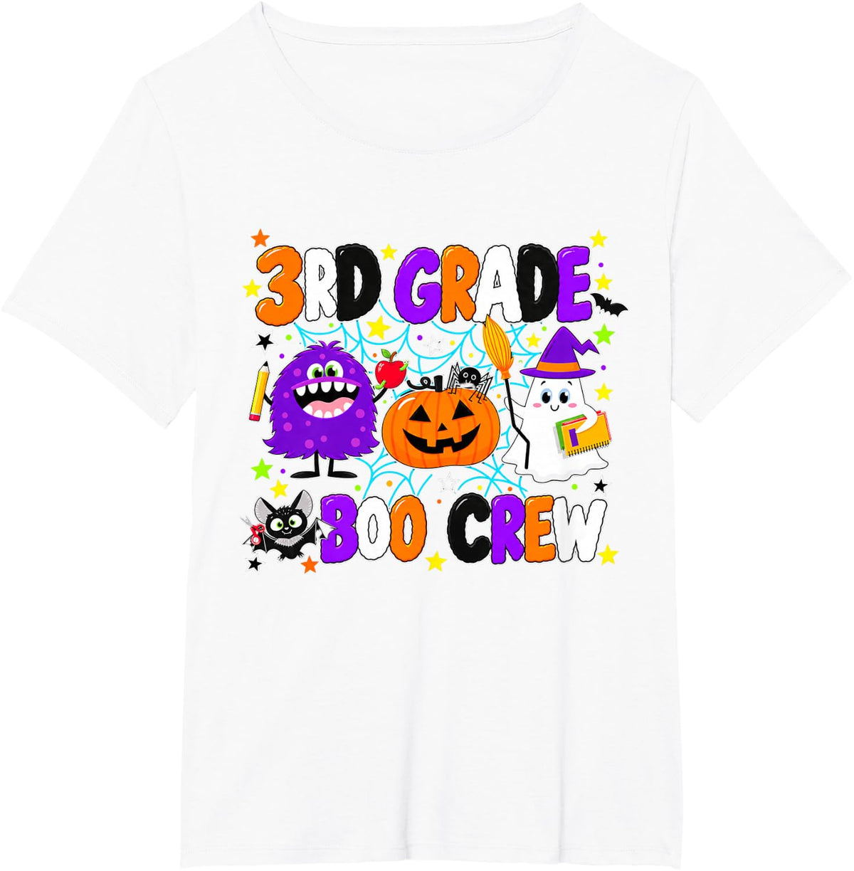3rd Grade Kids Halloween Costume 3rd Grade Boo Crew Matching T-Shirt - White