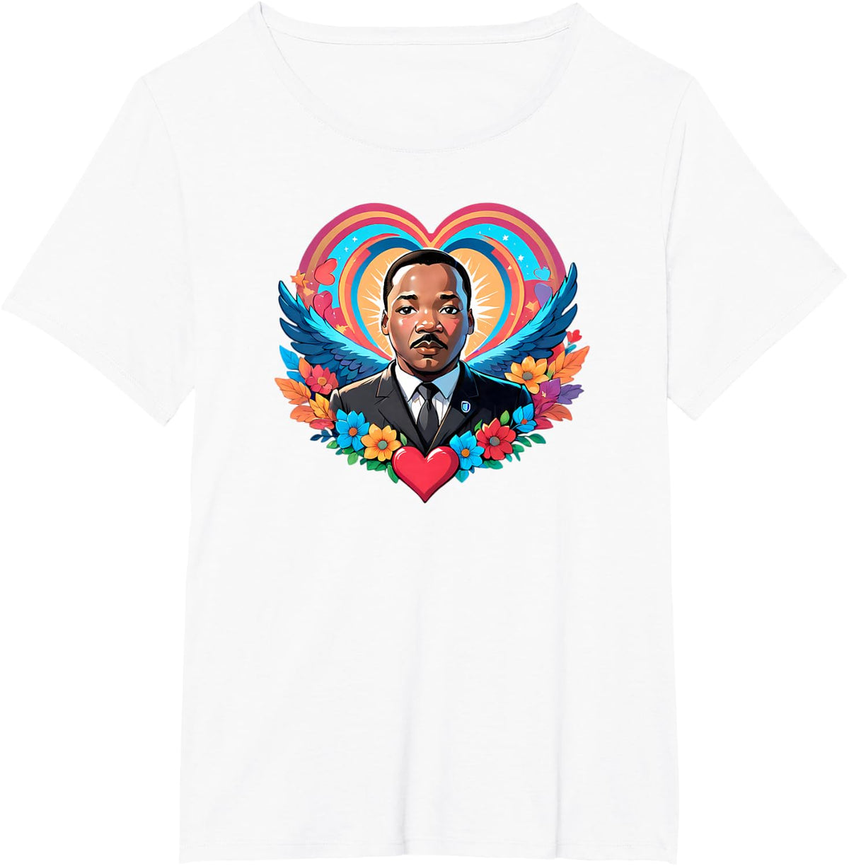 Martin Luther King Jr. Heart - Love, Unity, and Justice T-Shirt - White