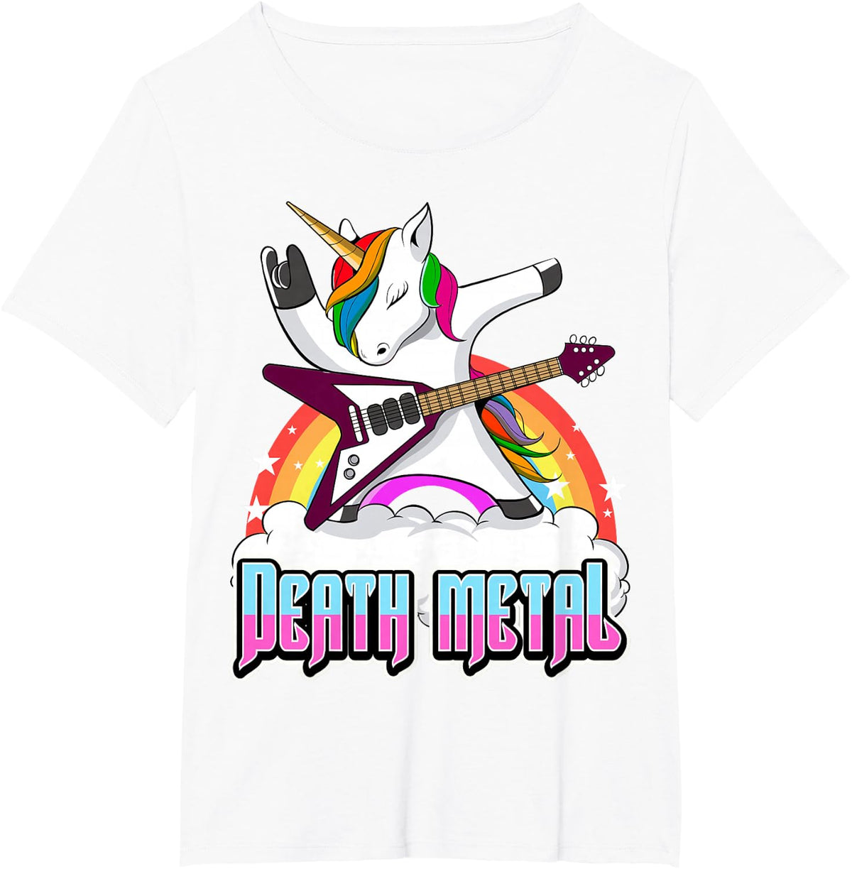 Death Metal Unicorn Heavy Metal Hard Rock T-Shirt - White