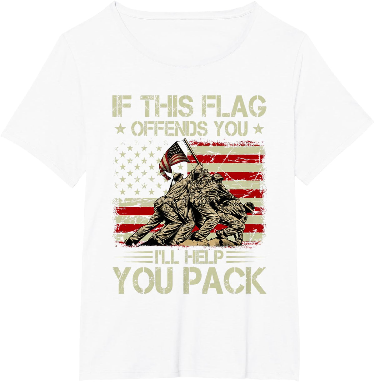 If This Flag Offends You I'll Help You Pack American Flag T-Shirt - White