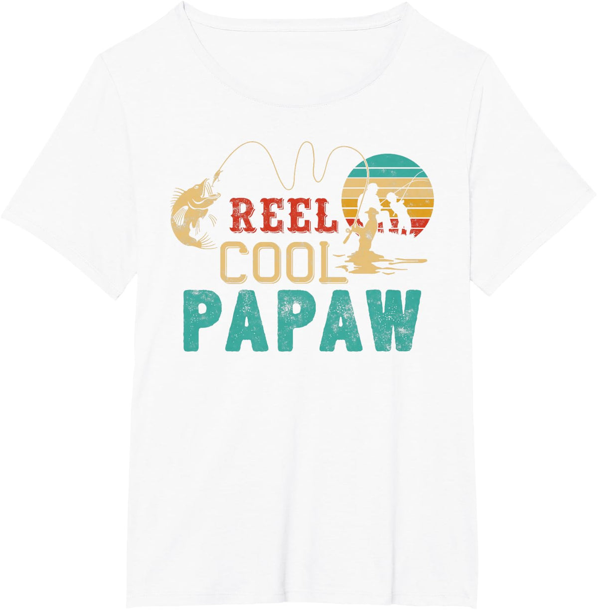 Fishing Reel Cool Papaw Fisherman Papaw T-Shirt - White