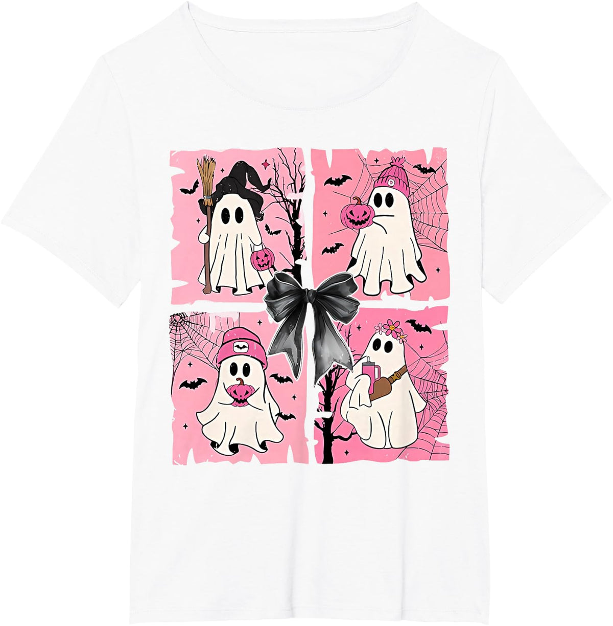 Cute Ghost Halloween Pink Spooky Squad for Everyone T-Shirt - White
