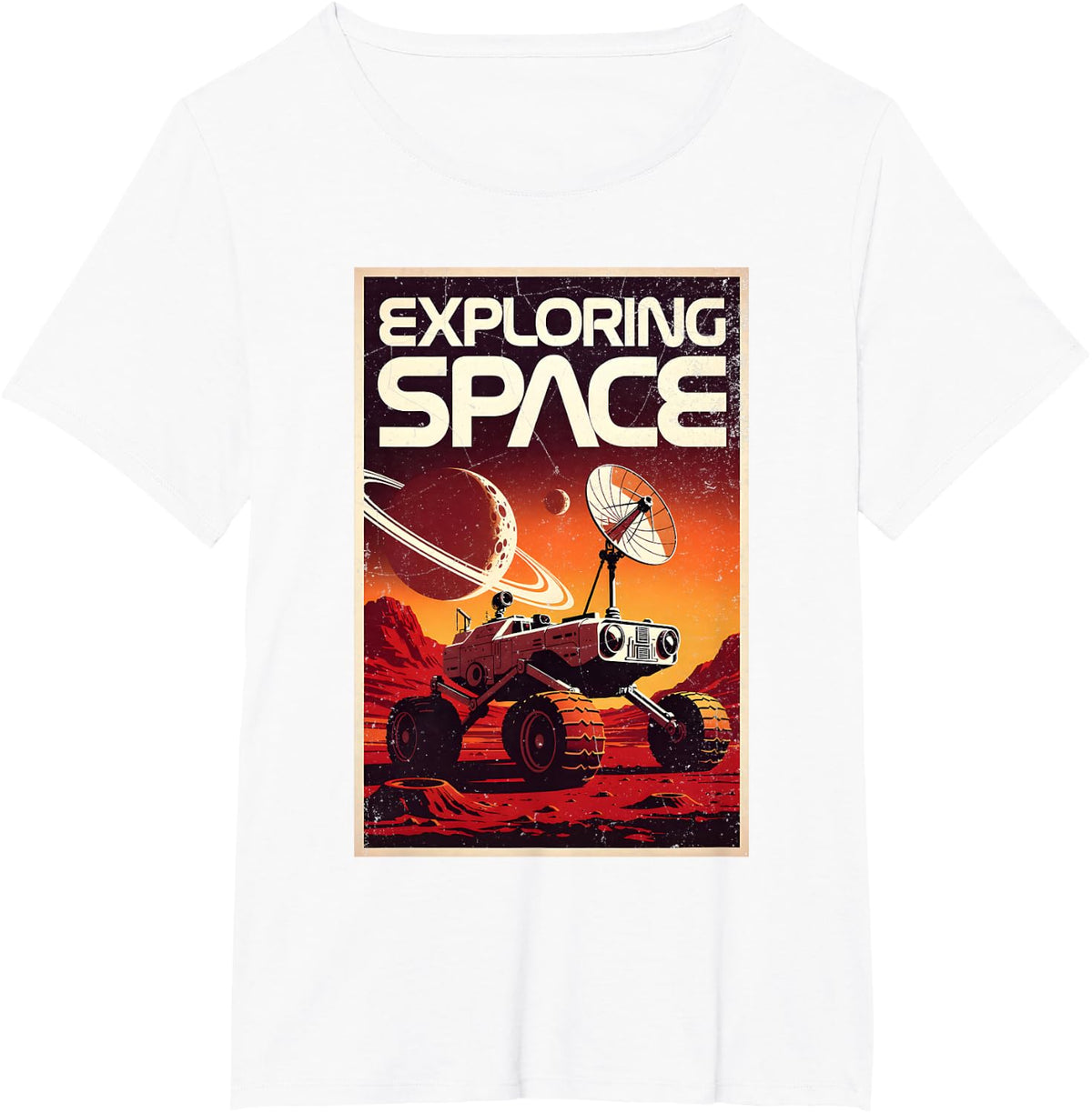 Cyber Astronaut Mars Space Explorer Astronomy Galaxy Retro T-Shirt - White