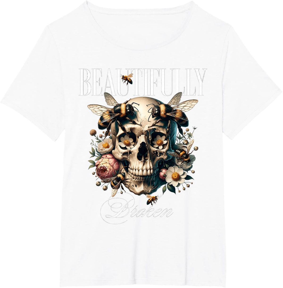 Beautifully Broken Tshirt for Men Women Vintage Retro T-Shirt - White