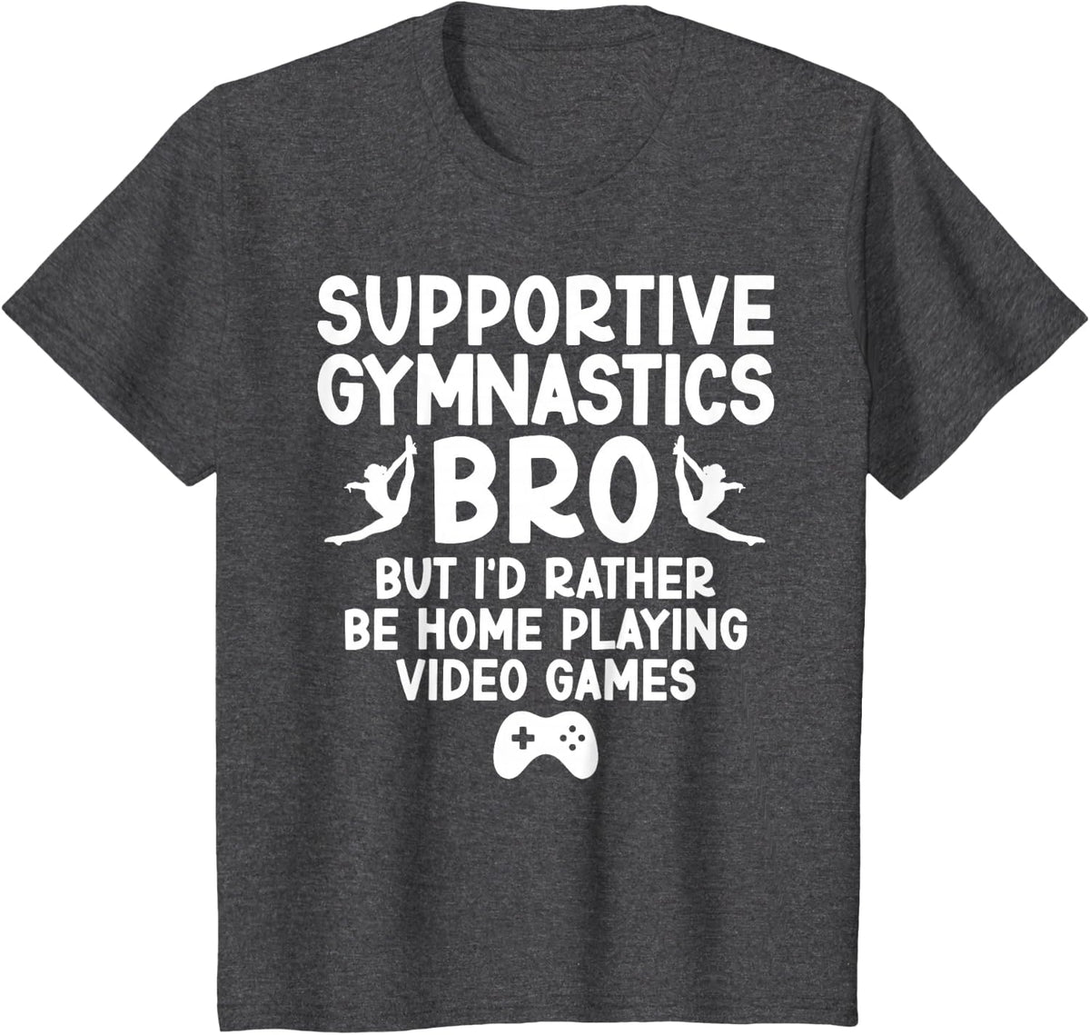 Supportive Gymnastics Bro Funny Gymnastics Brother T-Shirt - Dark Heather Grey