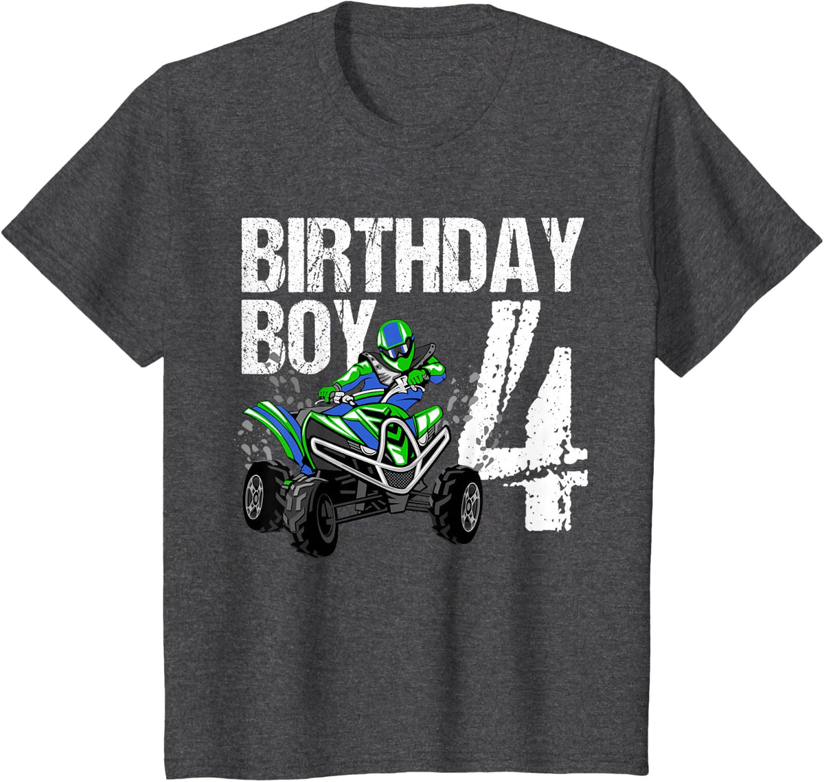 4 Year Old Quad Birthday Party Theme ATV 4 Wheeler 4th Gift T-Shirt - Dark Heather Grey