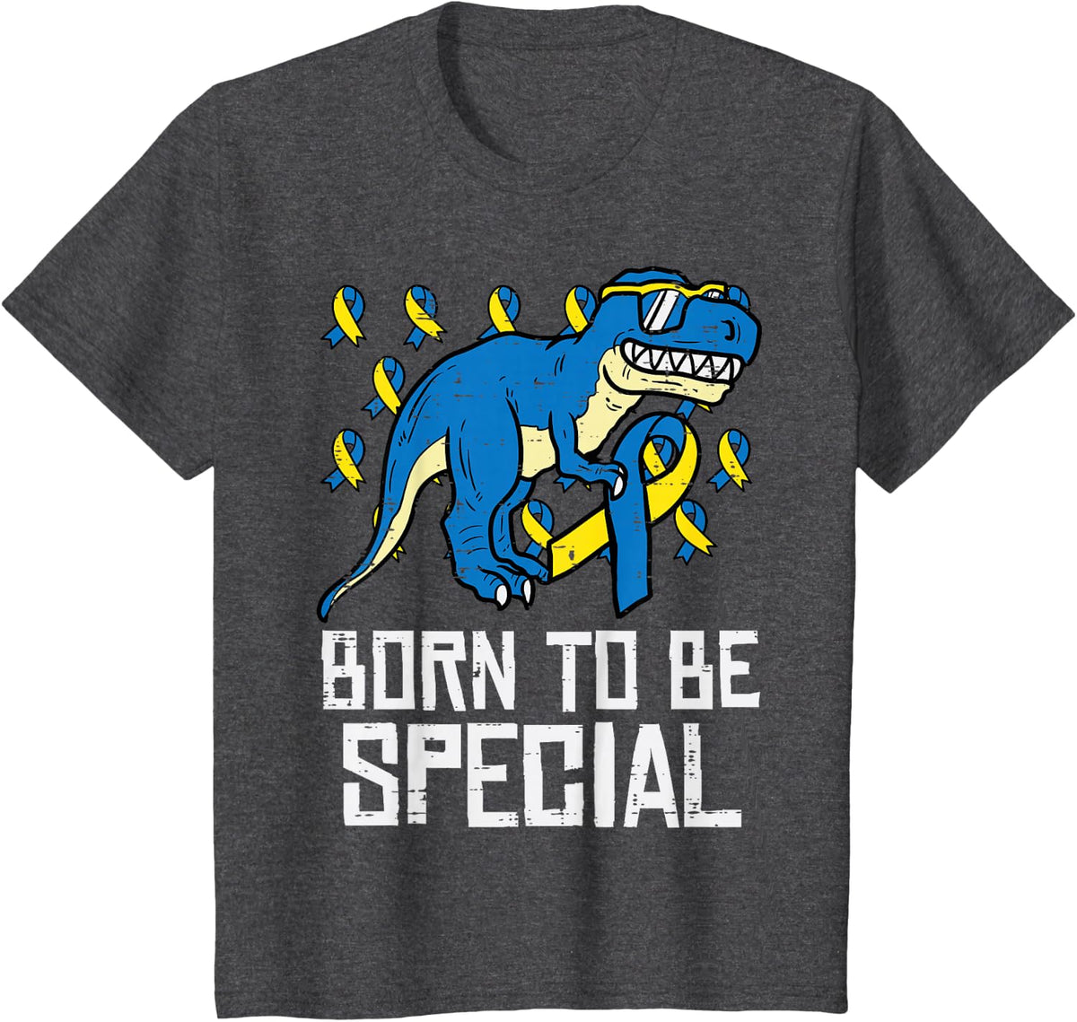 Down Syndrome Dino Born To Be Special Awareness Toddler Boys T-Shirt - Dark Heather Grey