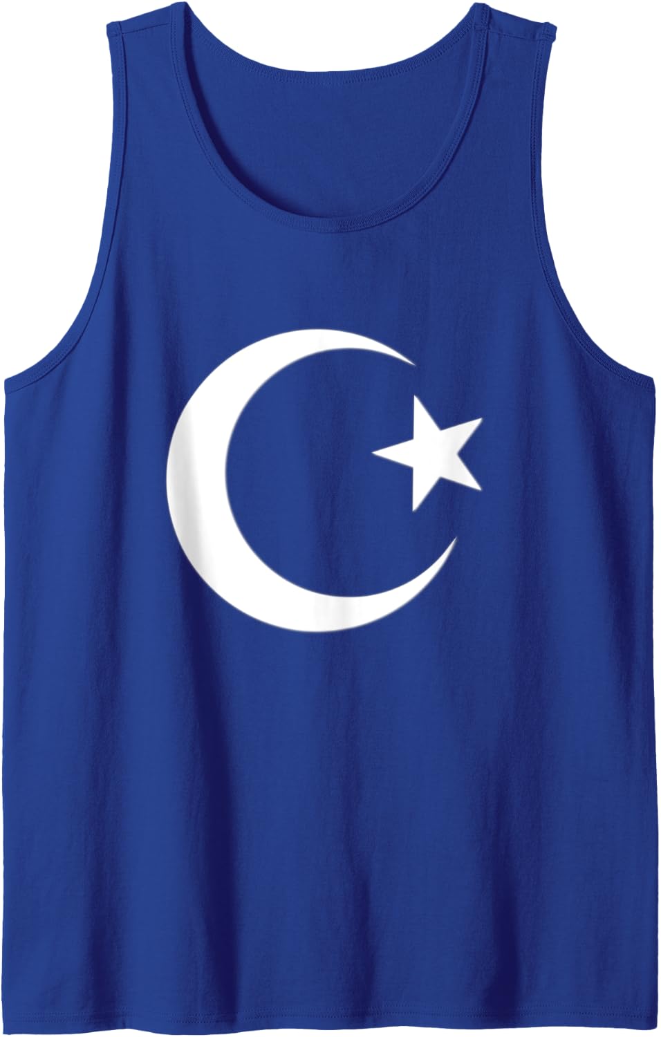 White Symbol of Islam Crescent Moon and Star Tank Top - Royal Blue