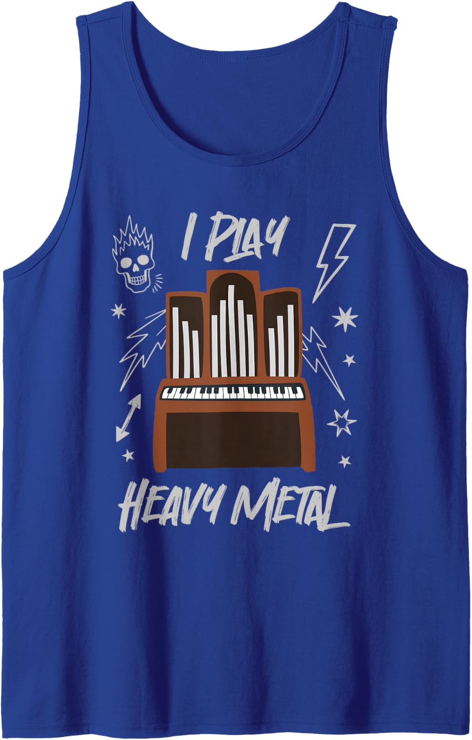Play Heavy Metal Organist Humor Sleeveless Tank Top - Royal Blue