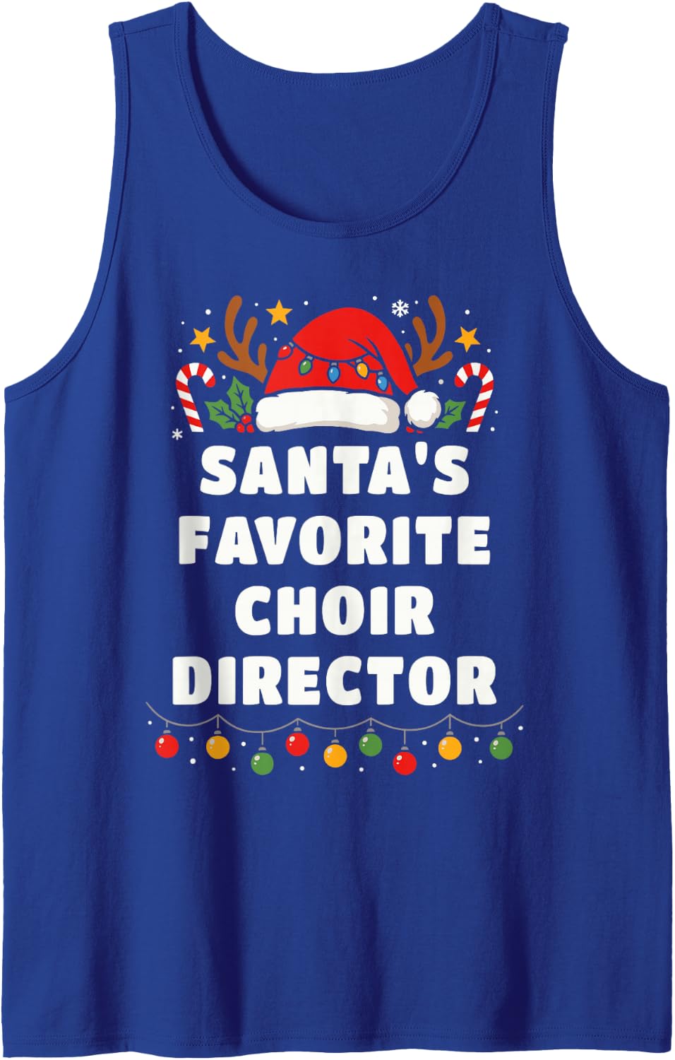 Santa's Favorite Choir Director Funny Christmas Musician Sleeveless Tank Top - Royal Blue