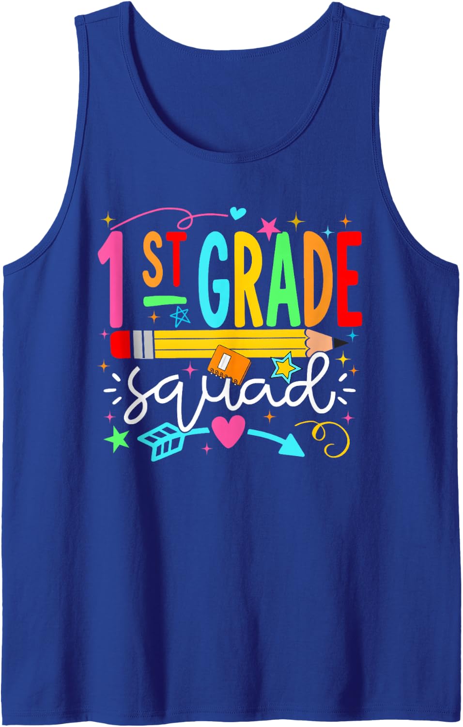 Back to School First Grade Squad Pencil Teacher Kids Tank Top - Royal Blue