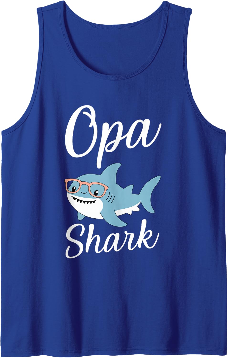 Men's Opa Shark Funny Matching Sleeveless Tank Top - Royal Blue
