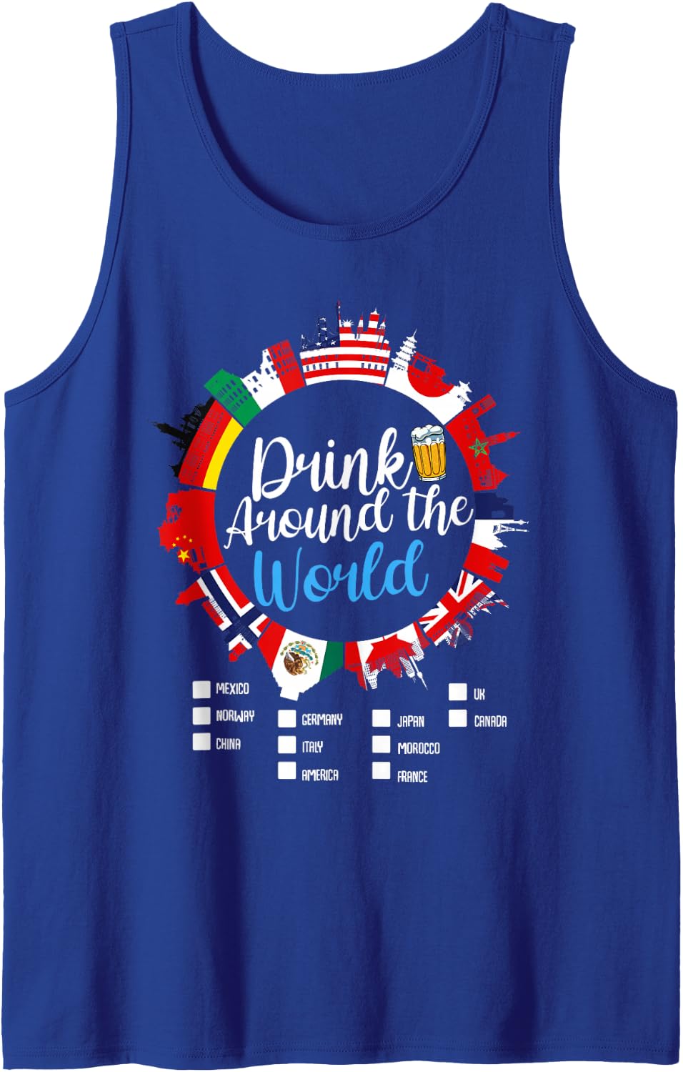 Adult Vacation Drinking Countries International National Tank Top - Royal Blue