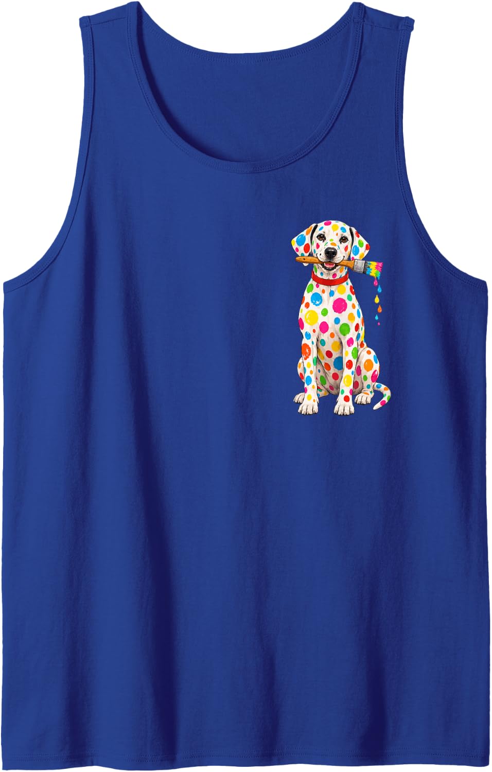 Dalmatian Painter Funny Colorful Dog Lover Art Meme Mom Sleeveless Tank Top - Royal Blue