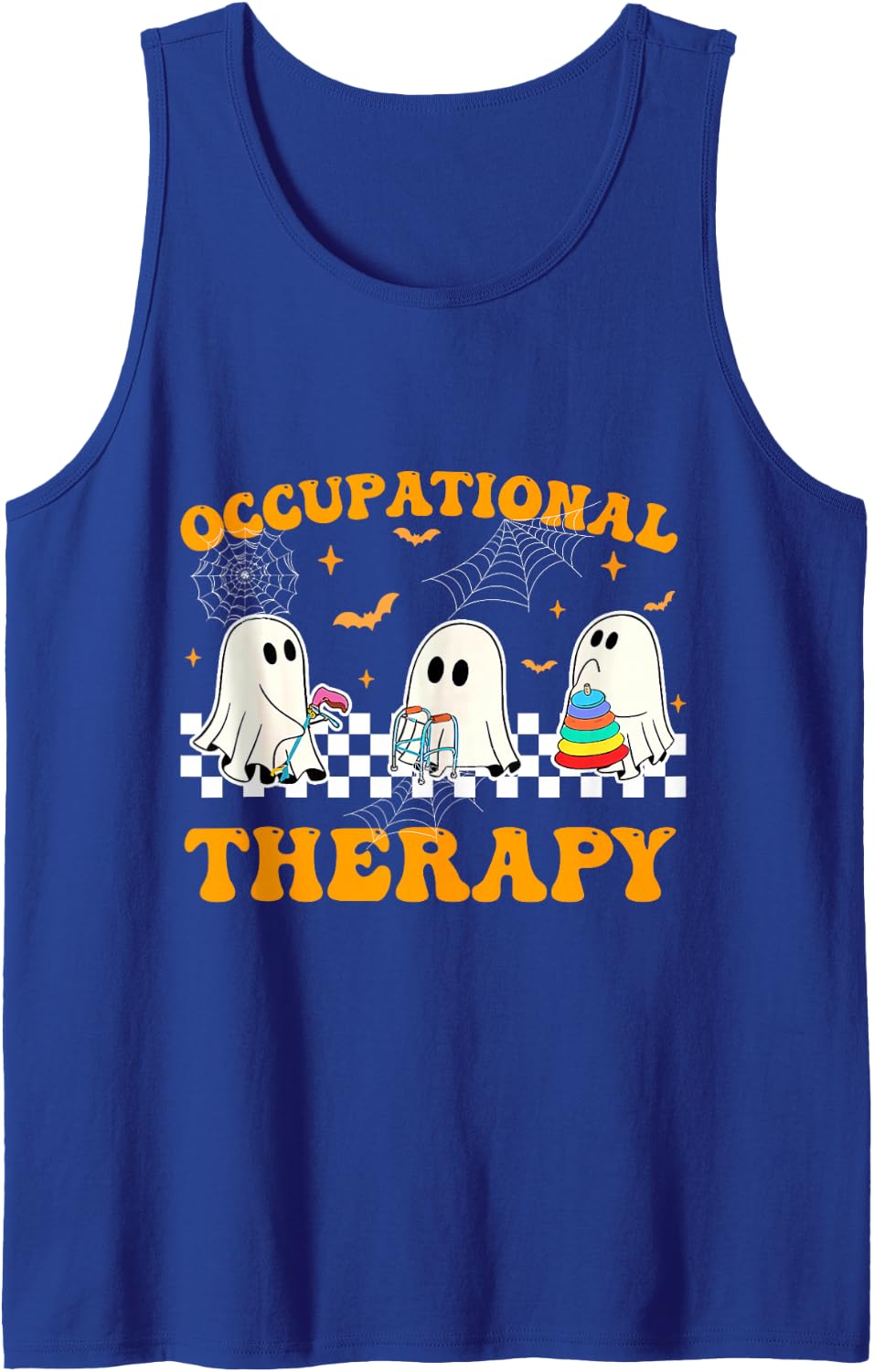 Occupational Therapy OT Retro Ghost Spirit Halloween Sleeveless Tank Top - Royal Blue
