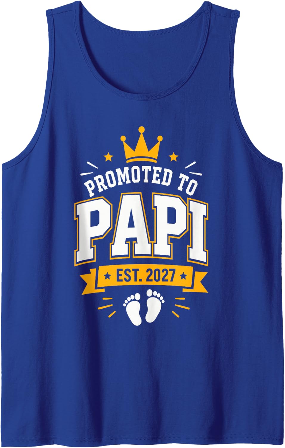 Men's Promoted to Papi Est 2027 New Dad Pregnancy Sleeveless Tank Top - Royal Blue