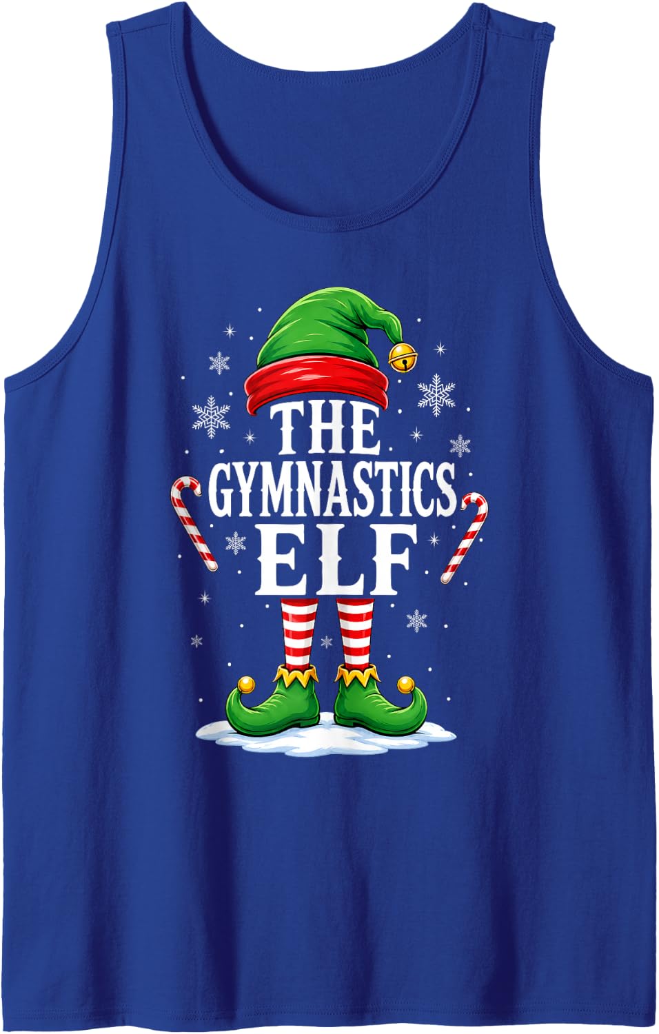 Gymnastics Elf Christmas Matching Family Group Festive Xmas Sleeveless Tank Top - Royal Blue