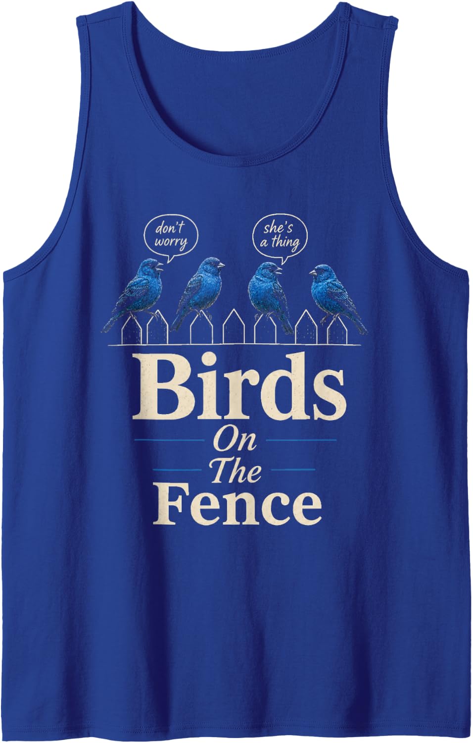 Funny Bird Watching Birds On The Fence Tank Top - Royal Blue