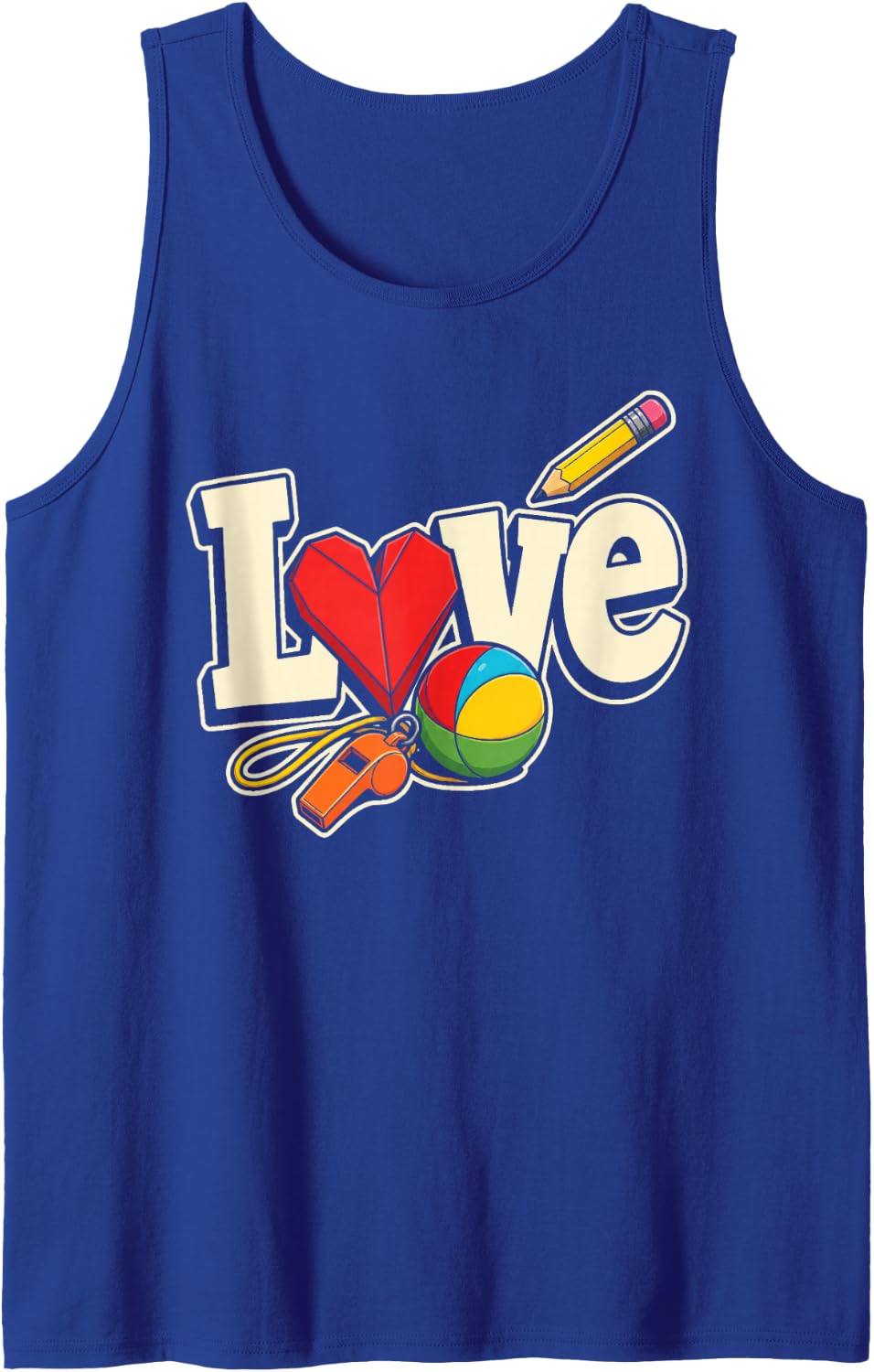 PE Teacher Love Gym Physical Education Elementary Gift Sleeveless Tank Top - Royal Blue
