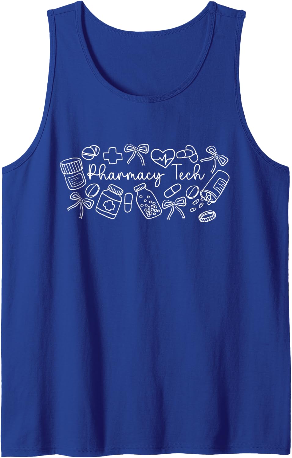 Coquette Pharmacy Tech CPhT Certified Pharmacy Squad Retro Sleeveless Tank Top - Royal Blue