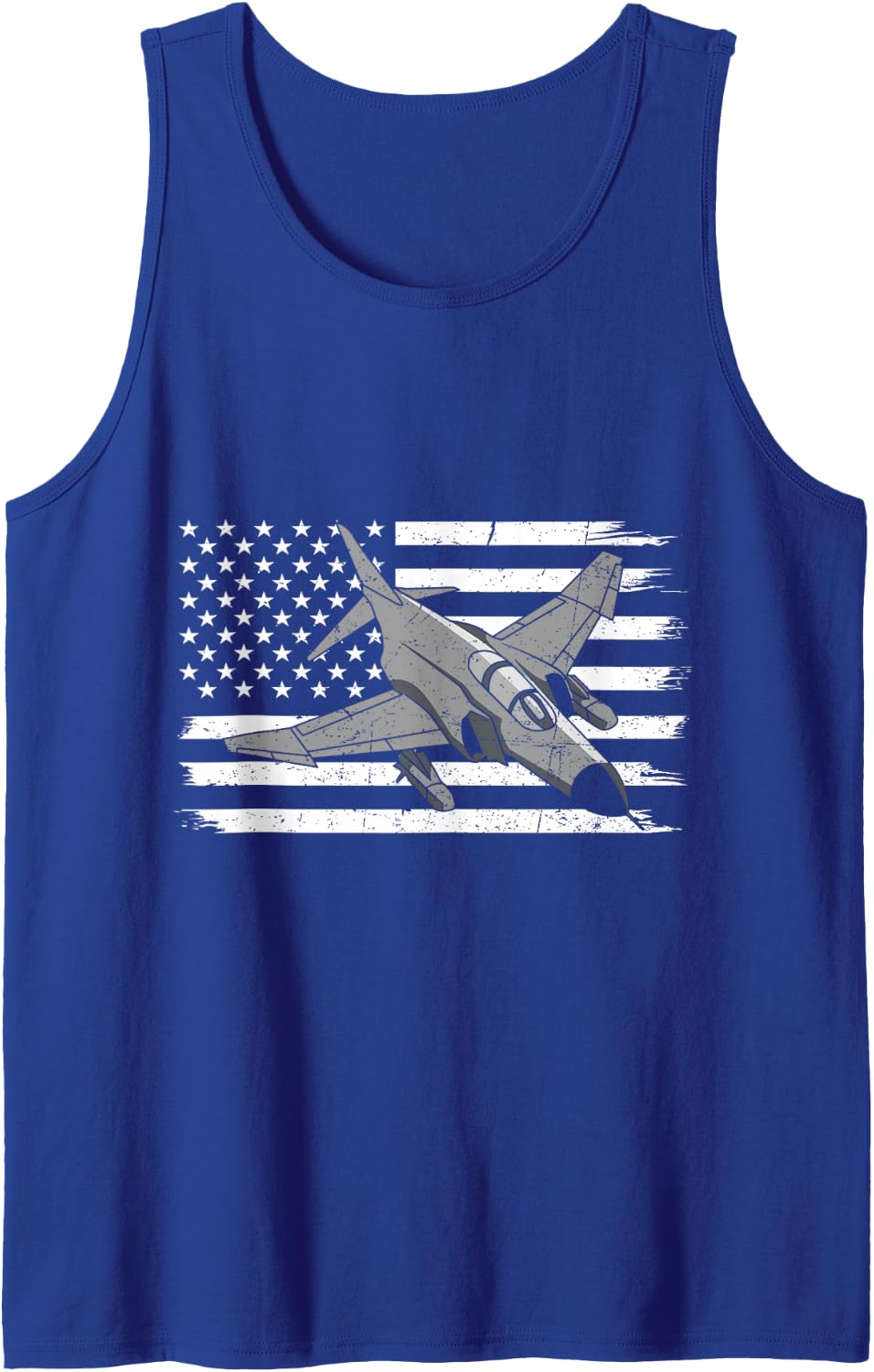 Military Aircraft F-4 Phantom II Flag US Fighter Jet Sleeveless Tank Top - Royal Blue
