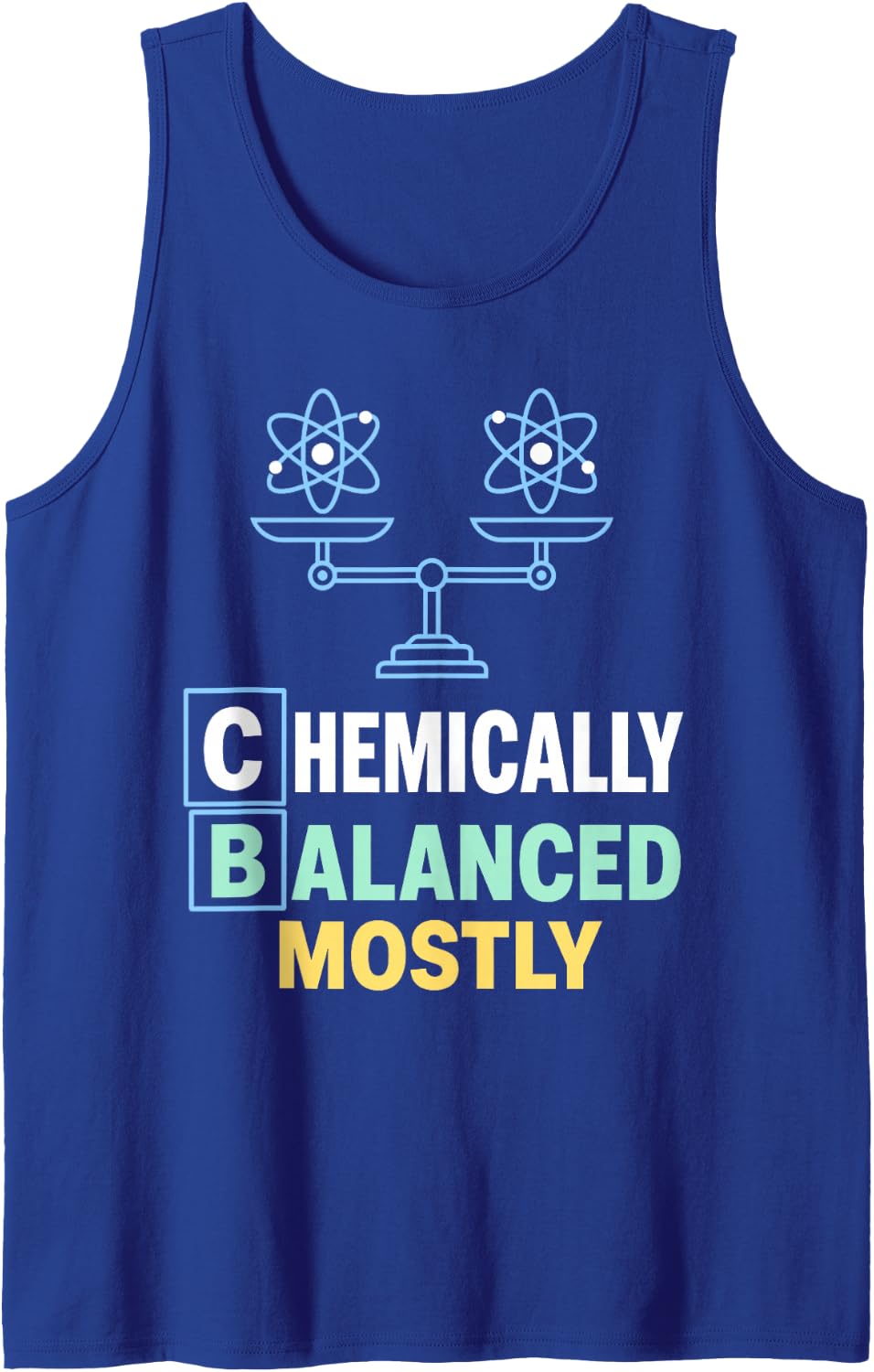 Balanced Mostly Science Physics Chemistry Sleeveless Tank Top - Royal Blue