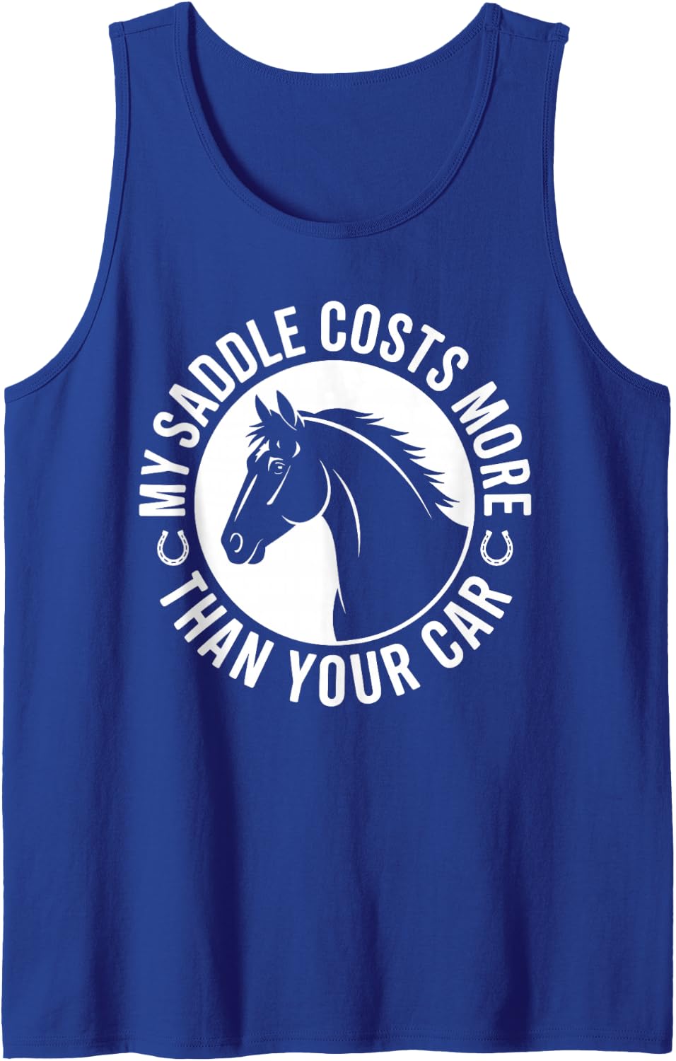 My Saddle Costs More Than Your Car Funny Horseback Riding Sleeveless Tank Top - Royal Blue