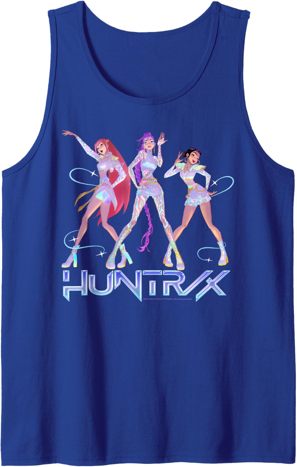 Kpop Demon Hunters Huntrix Mira Rumi and Zoey Pose & Shine Tank Top - Royal Blue