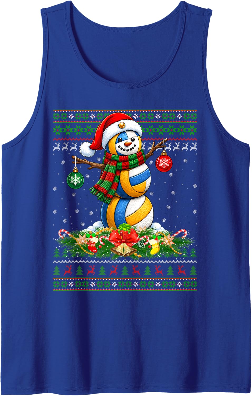 Volleyball Snowman Christmas Sports Ugly Sweaters Xmas Tank Top - Royal Blue
