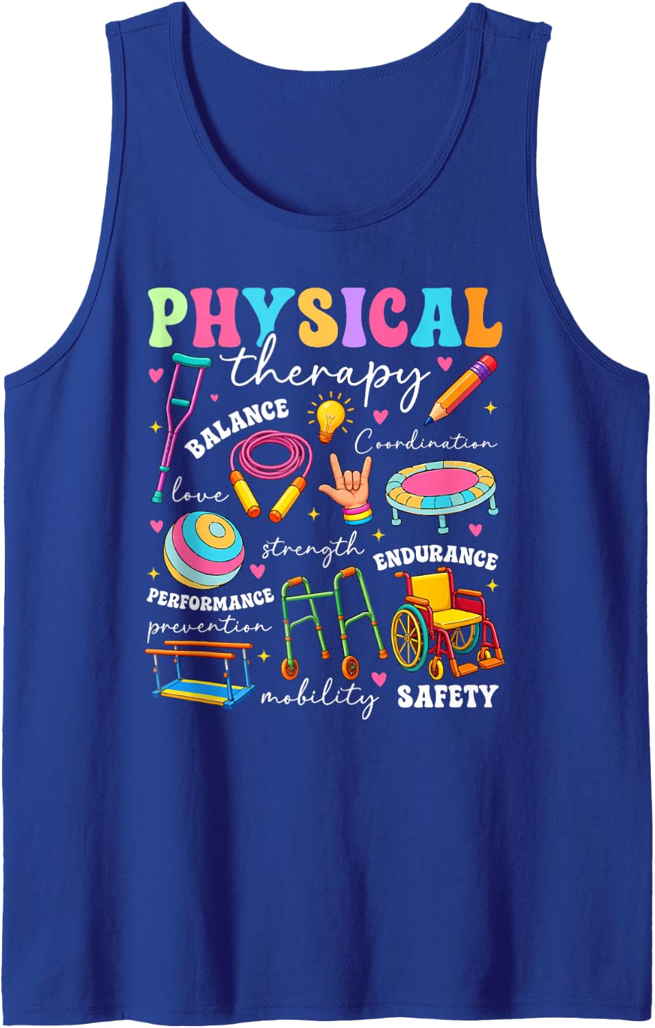 Physical Therapy Assistant Appreciation PTA Groovy Sleeveless Tank Top - Royal Blue