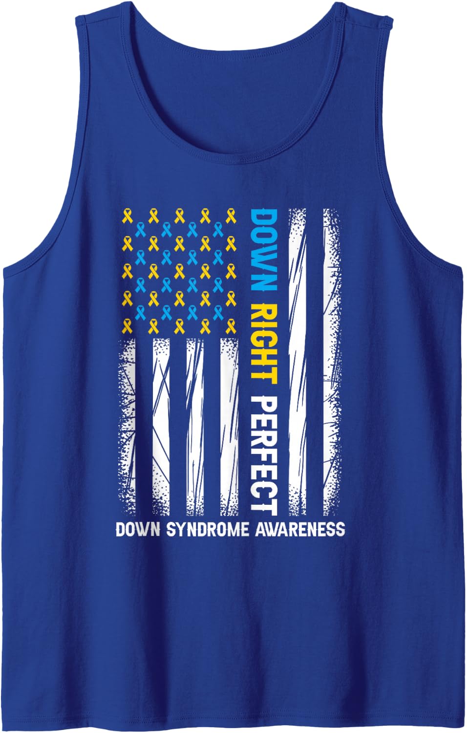 Down Syndrome Awareness Yellow Blue American Flag Men Women Sleeveless Tank Top - Royal Blue